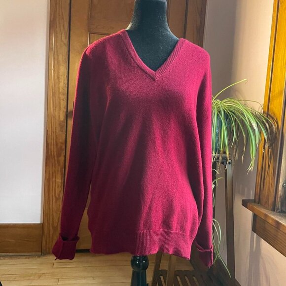 Pringle of Scotland Vintage Cashmere Sweater Burgundy Scotland Knit Old Money - Picture 1 of 8